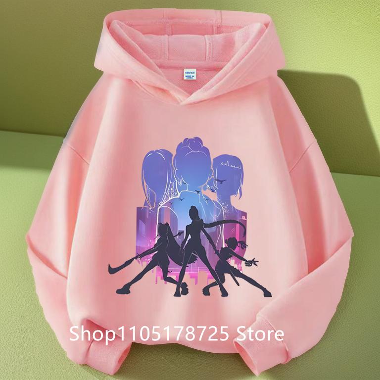 KPop Demon Hunters Huntrix Hoodie Baby Girls Boys Fashion Sweatshirt Harajuku Long Sleeve Pullover Kids New Cartoon Tops