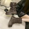 Medium Tube Design Niche Fashion Versatile Sleeve Martin Boots Women's Fashion Boots Thick-soled Autumn and Winter Retro Temperament