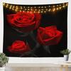 Romantic Dark Red Rose Tapestry,Moody Floral Wall Art with Vivid Red Roses & Dark Leaves,for Bedroom,Aesthetic & Cozy Home Decor