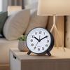 Simple modern alarm clock, creative pastoral large character silent round square bedside clock, student and children's alarm clock, metal table