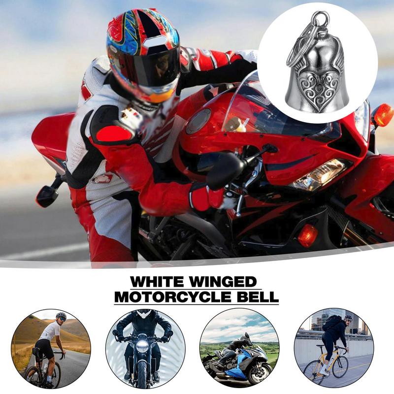Fashion Lucky Bell Pendant Heart Wing Motorcycle Bell Retro Riding Lucky Exorcist Bell For Men Motorcycle Punk Rock Exorcism
