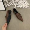 Fashion SUOJIALUN 2025 Autumn Ladies Women Flat Shoes Fashion Brand Buckle Women Elegant Laofer Shoes Flat Heel Slip On Dress Ballerinas