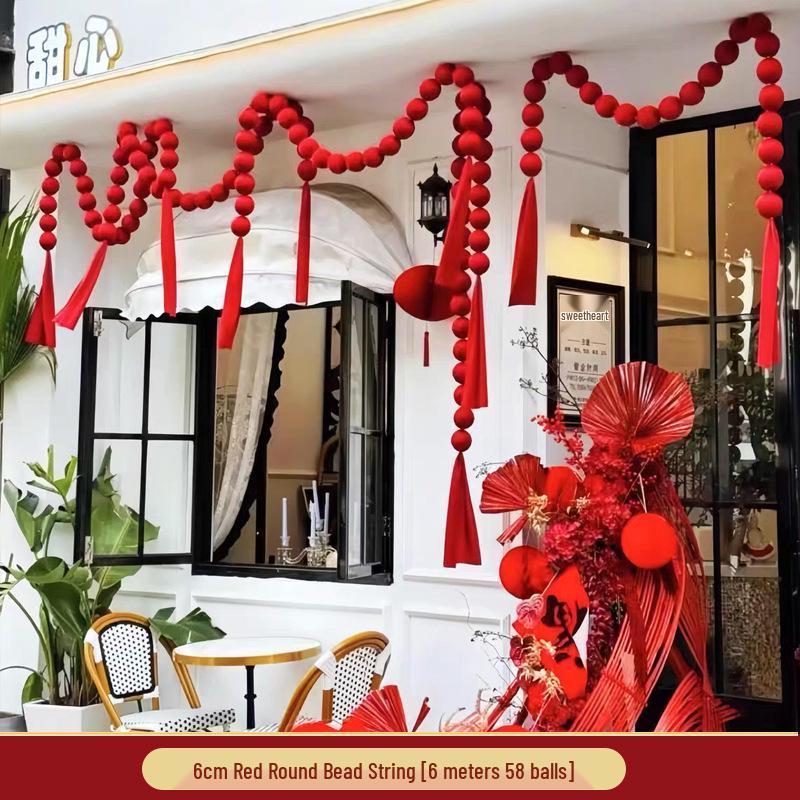 Festive Wine Red Velvet Pendant for New Year & Spring Festival Decorations