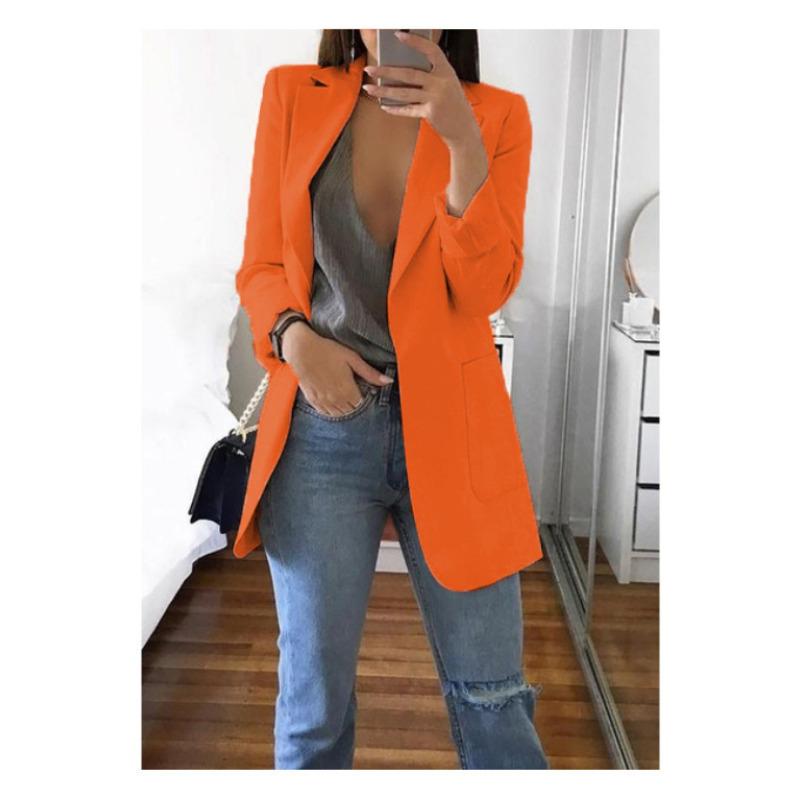 Neuer einfarbiger Anzugkragen Slim Cardigan Temperament Blazer Damenbekleidung