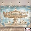 2D Romantic Blue Carousel Photo Booth Background Cloth