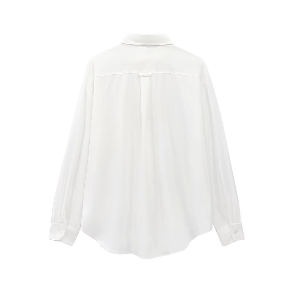 Spring 2025 Women's European & American Style Striped Poplin Shirt - Fashionable, Simple, Versatile