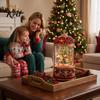 Decorative Snow Ball Christmas Lantern, Lighted Lantern with Music Swirling Glitter, Animated for USB /Battery Operated Holiday Home Decoration
