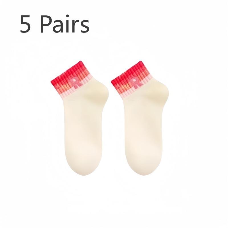 

5 пар женских спортивных носков из чистого хлопка в весенне-осеннем стиле с дезодорирующим эффектом 5 Pairs розы красного