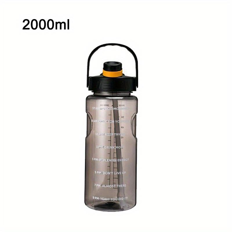 

2000ml Motivational Large Clear Plastic Water Bottles for Camping, Hiking, Fitness, and Home Kitchen чёрный