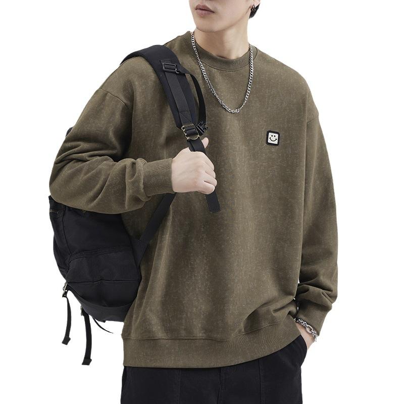 Осенний американский свитер с круглым вырезом из плотного хлопка — фото 6