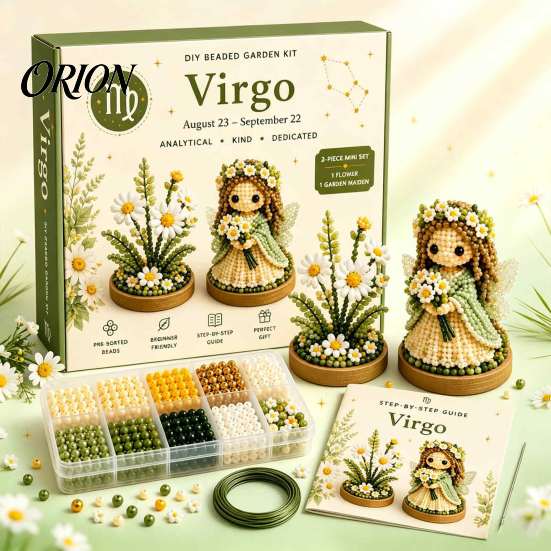 Relaxing Stress Relief Art Kits 12 Zodiac Signs DIY Beaded Garden Kit, 3D Astrology Flower Craft Plastic Ornament Crafting Materials Handmade Bead Kit