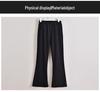 Stylish Black Flared Trousers for Girls - Fitted Waist, Autumn/Winter 2025, Casual Long Fit for Teens