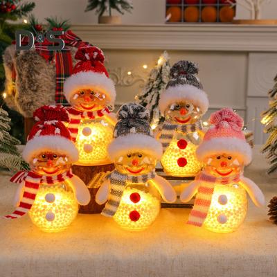 Beleuchtete Schneemannfigur, Weihnachtsdekoration für den Tisch, Schneemannpuppe, batteriebetriebene Dekoration, Schneemann für die Feiertage, Tischdekoration, Weihnachtsbaum