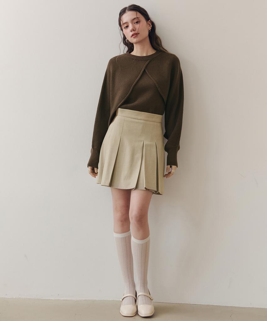 Zero Street Cappuccino Herringbone Skirt / Beige