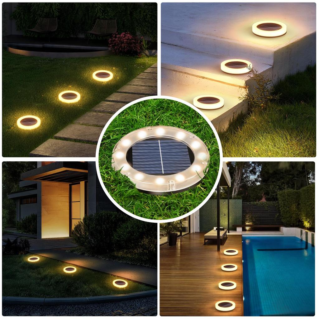 Solarleuchten für Außengarten 12 Automatische Licht Solarboden IP65 Hoch Solar Warmes Licht für und Terrassen von - LEDs, Solarbetrieben, Licht-An, Sensor,