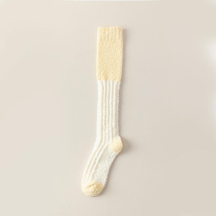 Autumn and Winter Coral Fleece Socks, Women's Warm Thigh-high Socks, Thickened Calf Fleece Sleep Socks, Fleece Home Socks