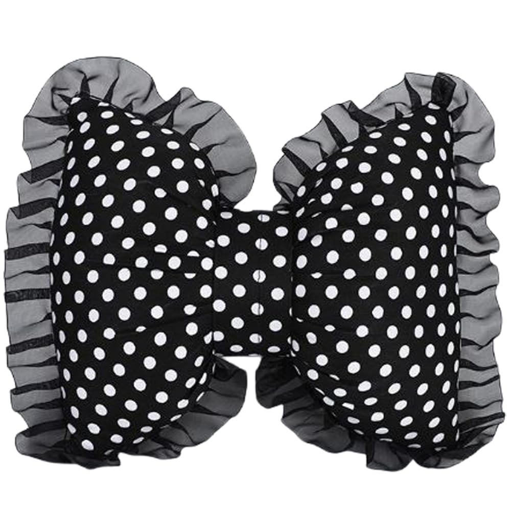 

Car Lumbar Support Lumbar Ribbon Cute Car Lumbar Lumbar Passenger Rear GPT Polka Dot Ruffle Polka Black [Suitcase Company] Cushion, Pillow, Design,