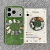 Magnetic Attraction Korean Wind Green Bottom Flower and Grass Enclosure Cat Bracket for iPhone17promax Apple 16 Mobile Phone Case 15