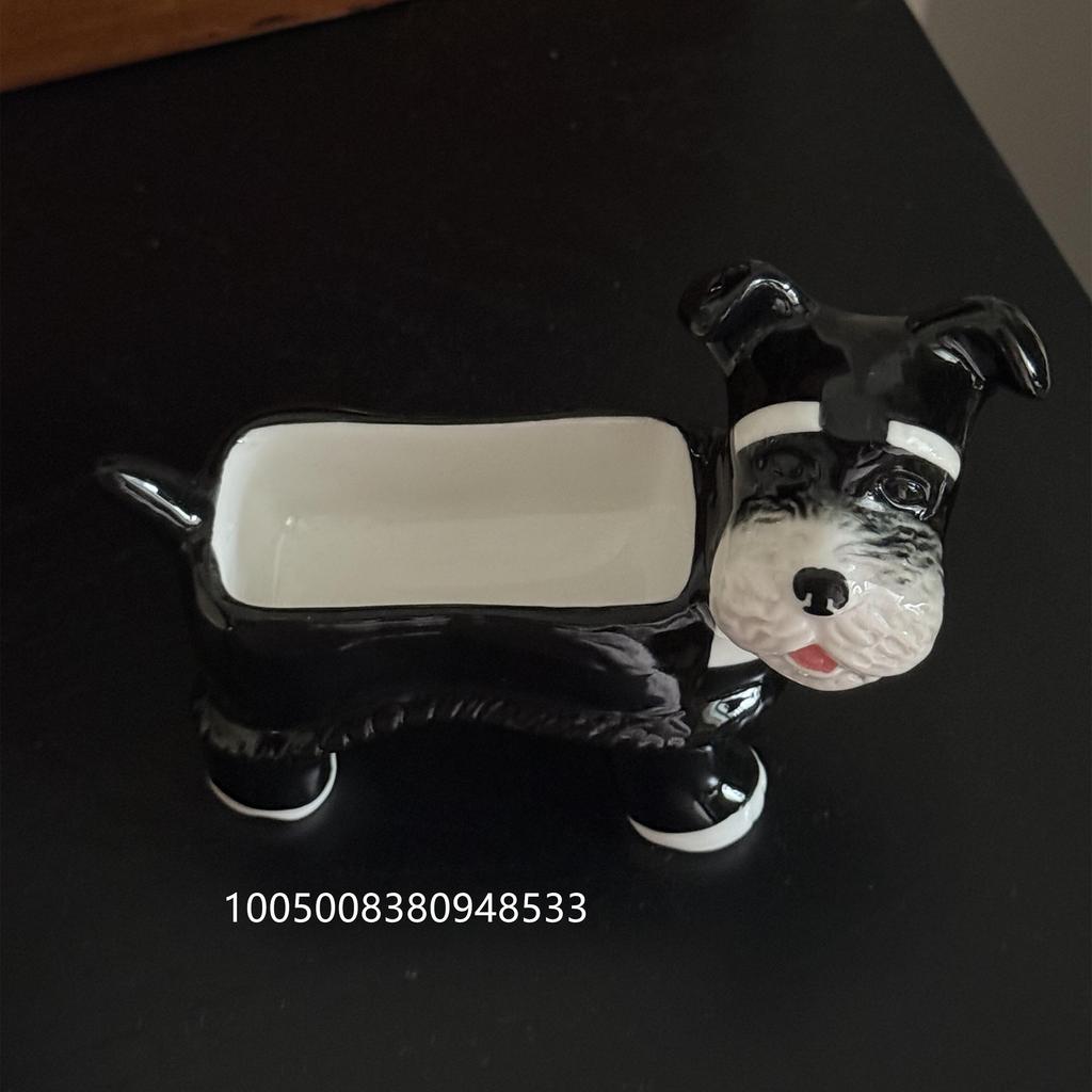Creative Schnauzer Cute Cartoon Puppy Ceramic Incense Burner Ornaments Ins Style Storage Decorative Ornaments
