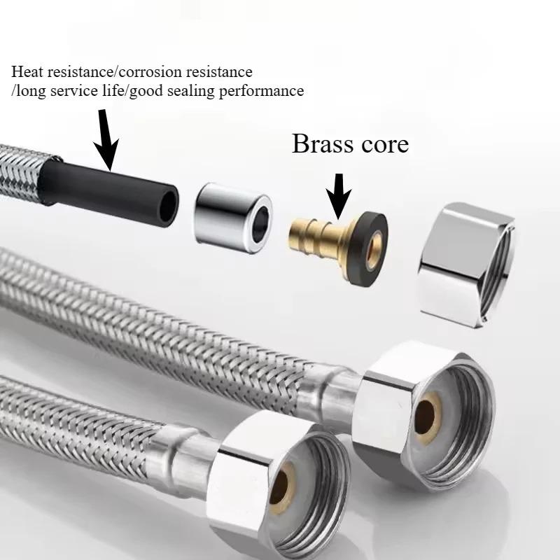 Water Heater High Pressure Explosion-proof Water Pipe 304 Stainless Steel Braided Pipe  Basin Faucet Pointed Water Inlet Hose