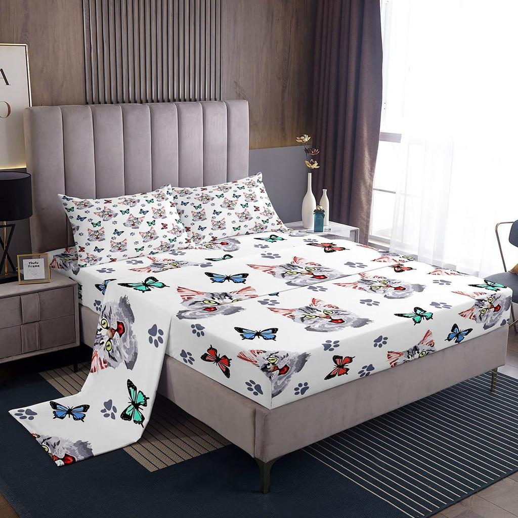 Animal pet dog pattern bed hat four-piece bedding set bedroom dormitory bedding decoration