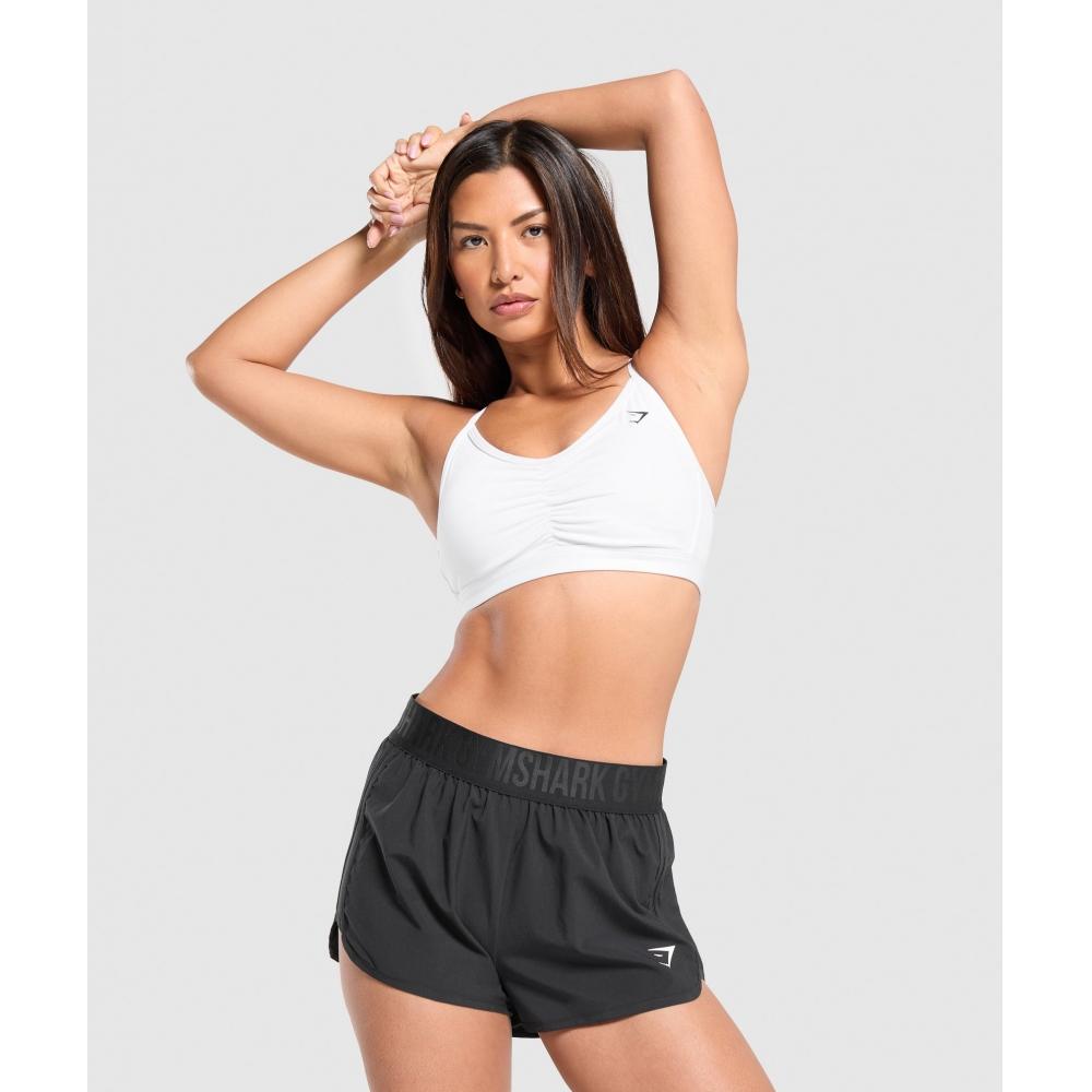 Gymshark Ruched Sports Bra White B2a7a Wbbm