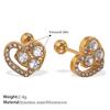 Fashion Light Luxury Gold Love Diamond Earrings Stainless Steel Gold Plated Hollow Design Earrings Women
