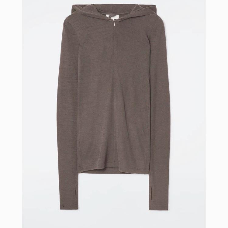 Women's Autumn Half-Zip Hooded Wool-Blend Knitted Top