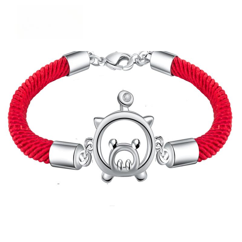 

Браслет с изображением свиньи на натальном рисунке, креативный знак зодиака, милый питомец, украшение в виде свиньи, плетение, парные украшения