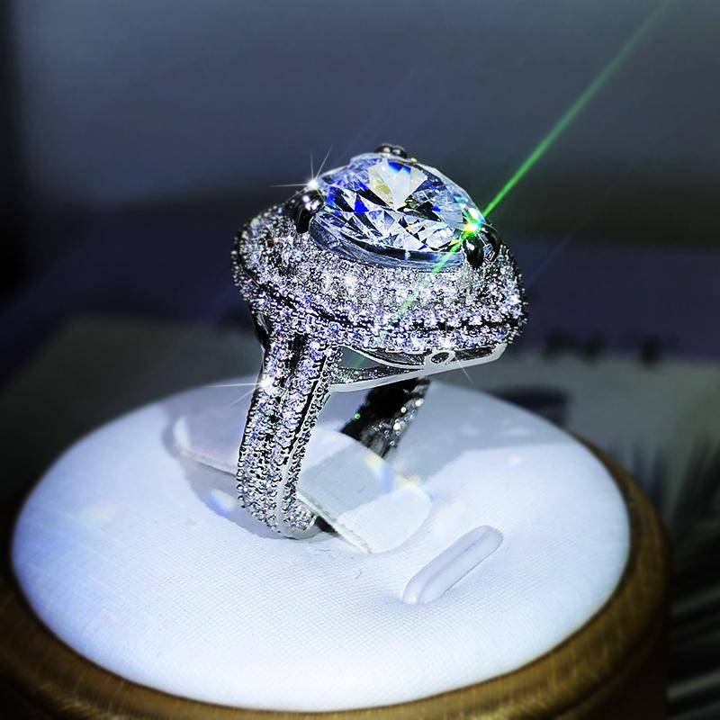 Silver Romantic Female Heart-shaped Austrian Crystal Big White Zircon Wedding Rings For Women Valentine's Day S