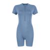 Women's Solid Color Zippered Open Necked Tight And Elastic Three Piece Jumpsuit Yoga Suit