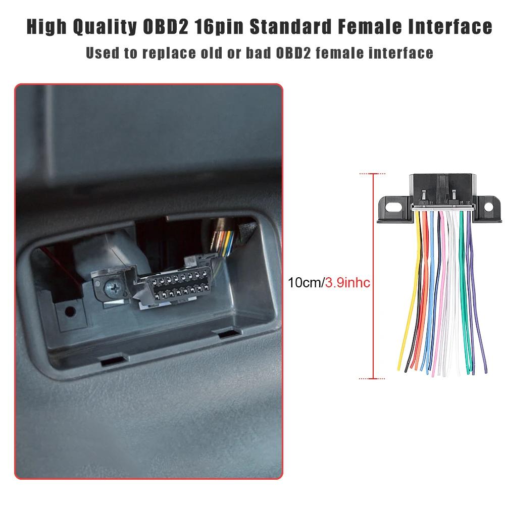 JieYuan 30cm 16pin Hembra a Macho DIY OBD2 Cable de Extensión Automotriz Herramienta de Diagnóstico Automotriz Escáner Conector OBDII
