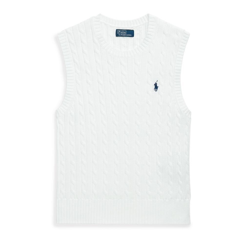 

Polo Ralph Lauren Cable Knit Cotton Sleeveless Sweater Women tops White WMPOSWENC021229-100