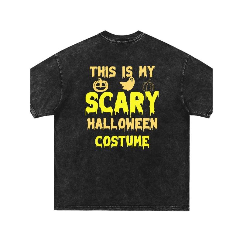 

European sizes Men s T-Shirt - Distressed Oversized Fit with Spooky Halloween Graphic Print - Soft Crew Neck Short Sleeve Casual Shirt 5XL чорний