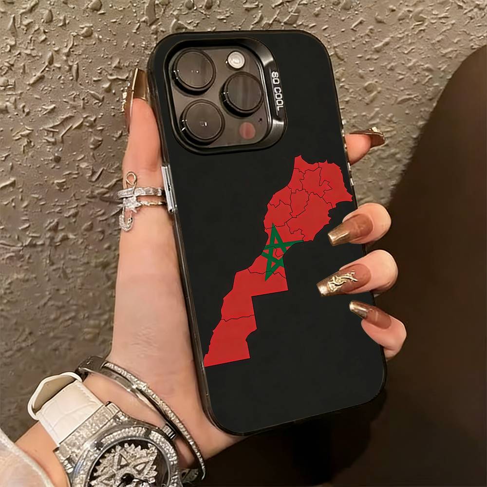 Morocco Flag Phone Case For iPhone 17,16,15,14,13,12,11 Plus,Pro Max,XS,Colorful Silver Phone case Funda Cover
