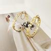 Duoying  Girls  Personalised Initial Letter Nameplate Gold Stainless Steel Round Custom Hoop Name Earrings