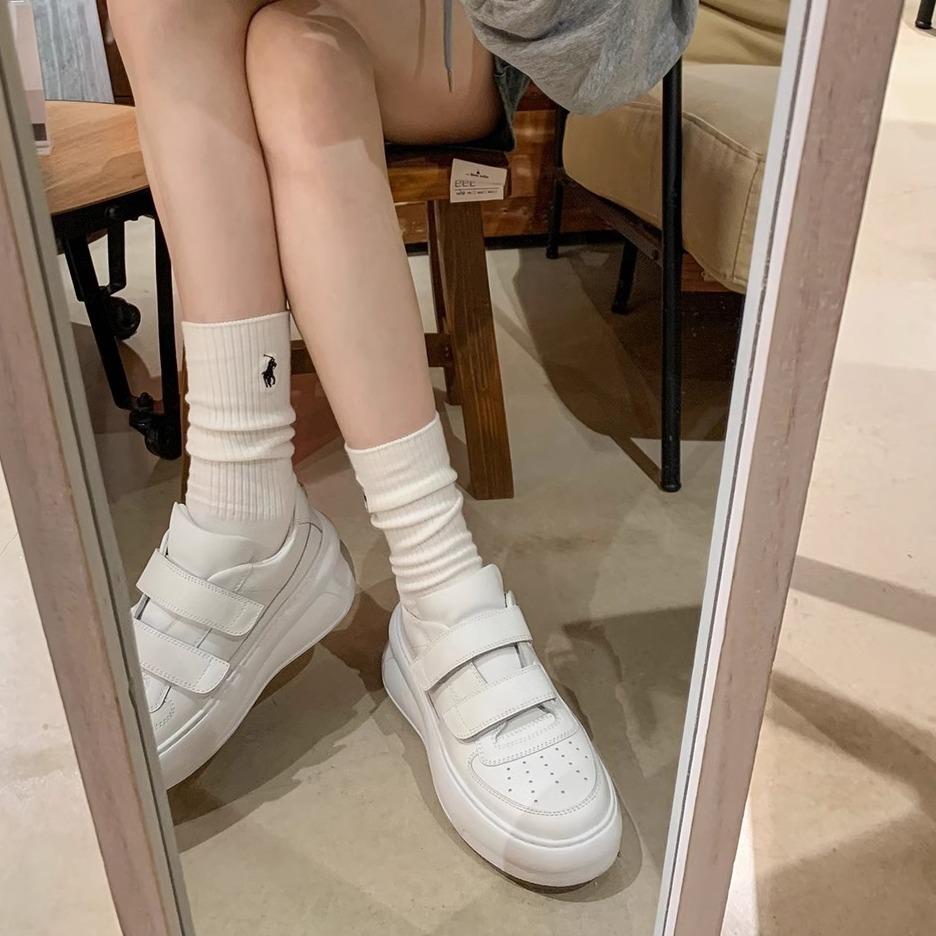 Yuanlitong autumn new thick-soled little white shoes women wear high-end school season Velcro uniform casual shoes women