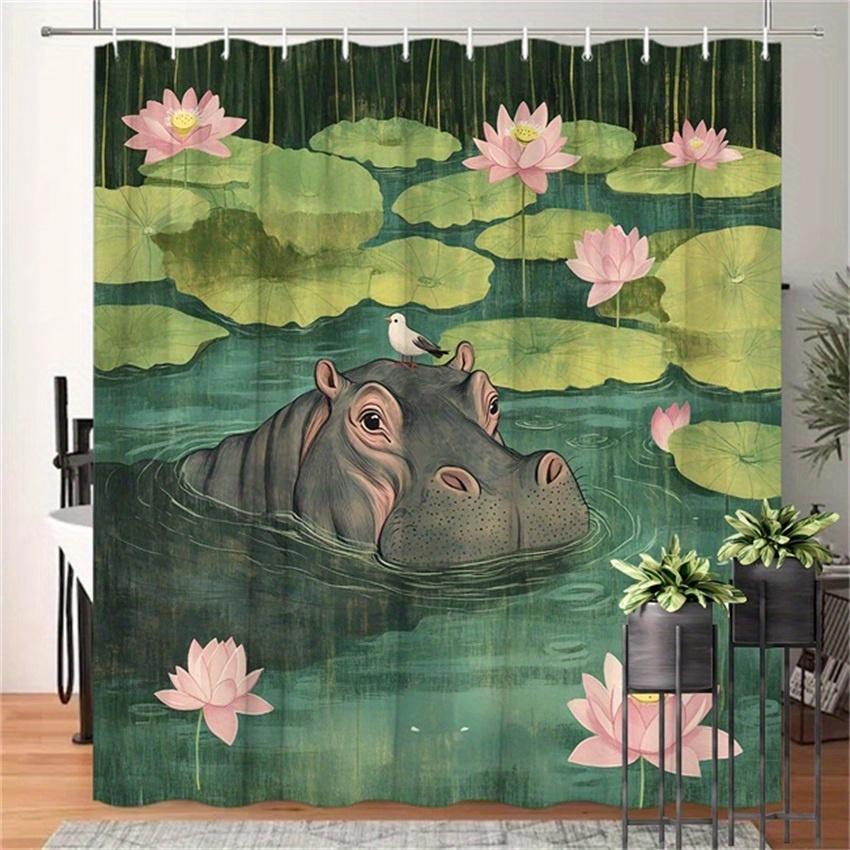 Lotus Pond with Frog Shower Curtain - Water-Resistant, Easy to Clean, Adds a Calm and Natural Touch to Your Bathroom Decor