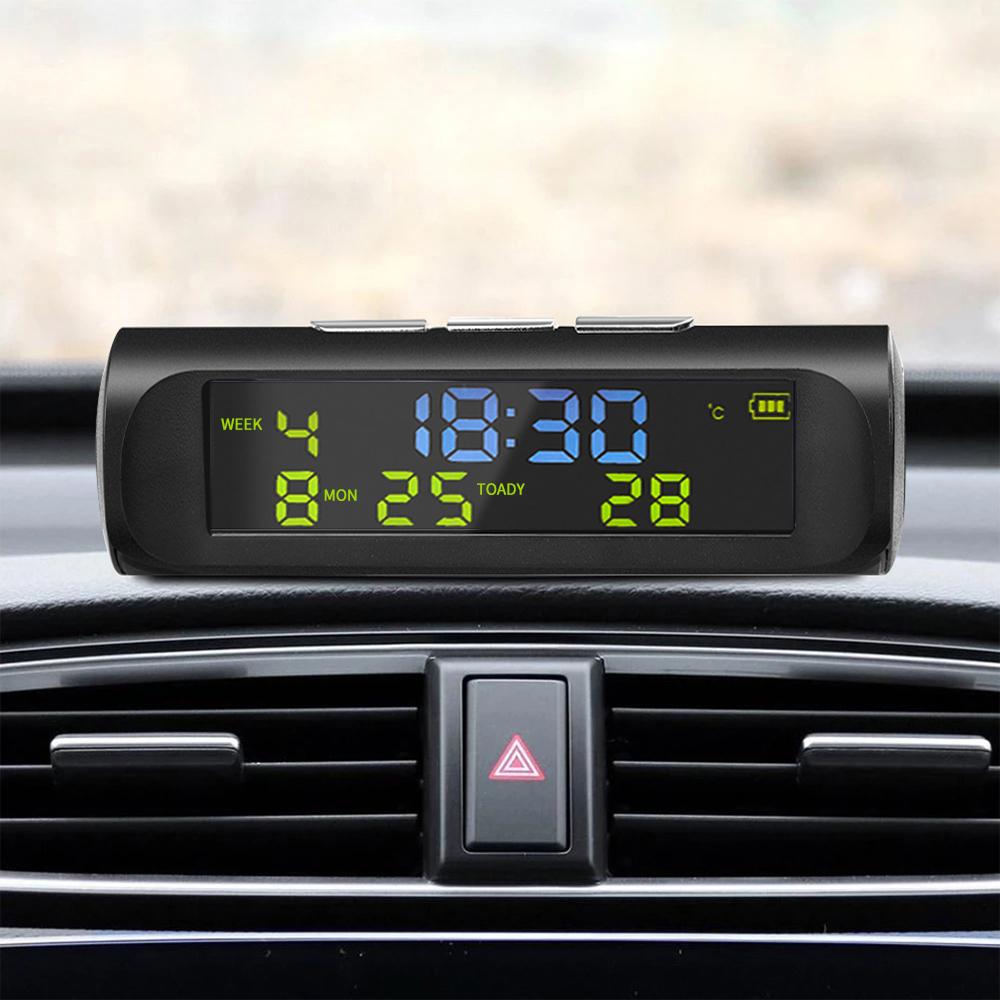 TPMS Look Solar Car Digital Clock with LCD Time Date In-Car Temperature Display for Outdoor Personal Car Part Decoration