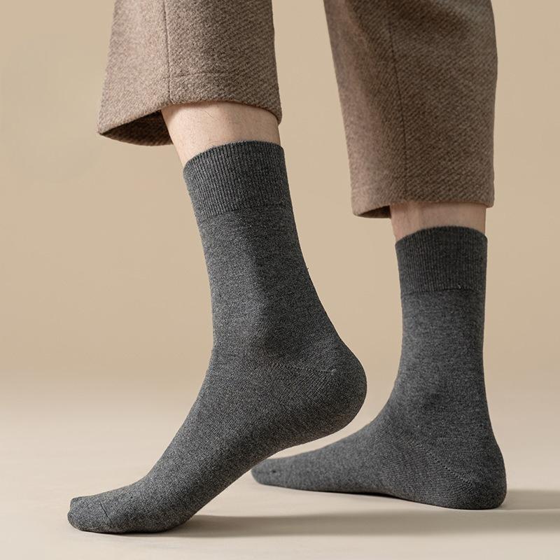 

Мужские осенне-зимние теплые однотонные влагоотводящие домашние носки-гольфы 1 pair серый