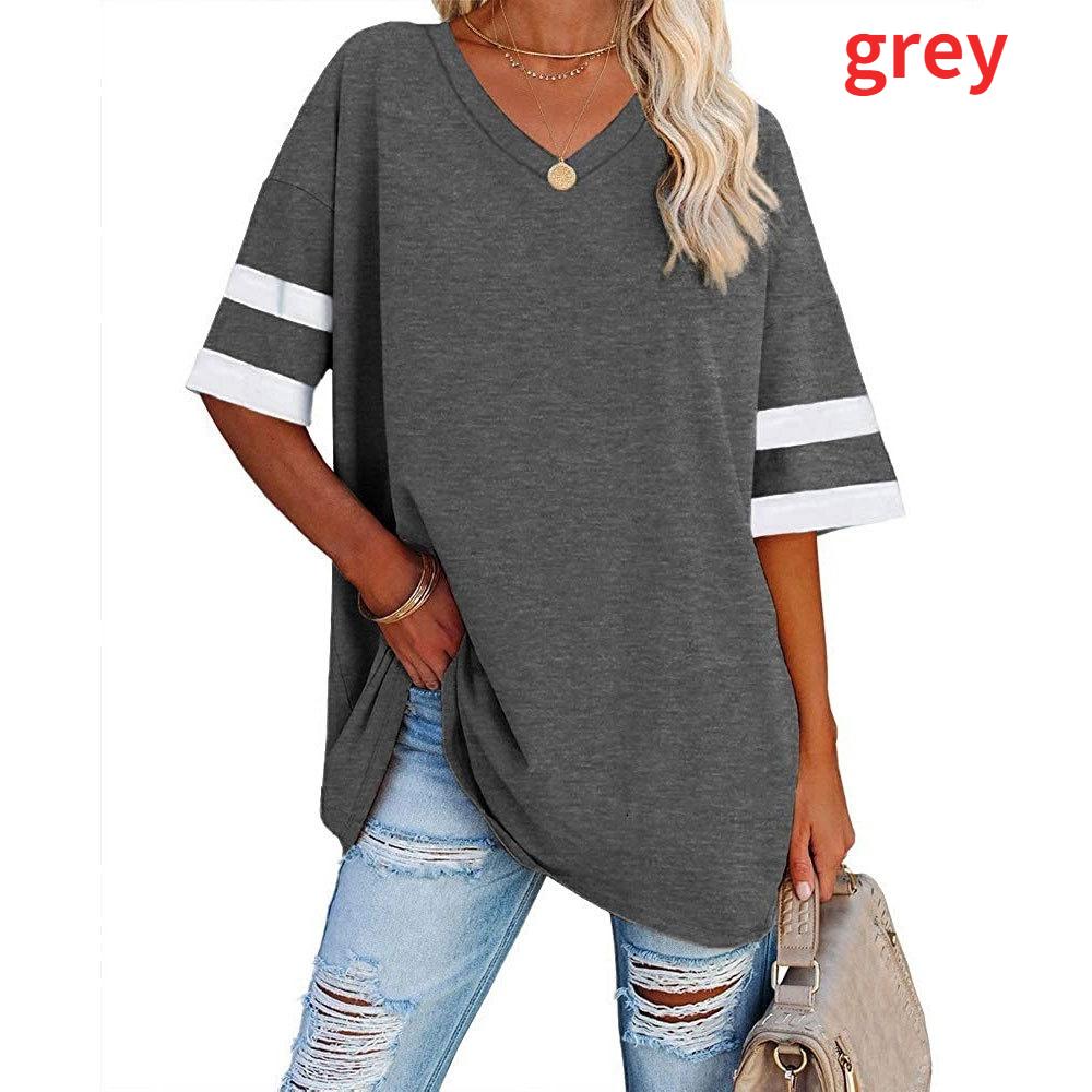 Women's Striped T-Shirt V-Neck T-Shirt Half Sleeve Comfort Top