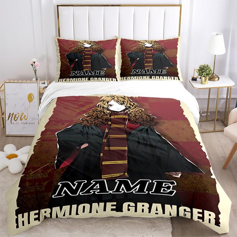 Custom Textile Harry Potter Floral Bedding 3 Piece Set HD Print Duvet Cover Pillowcases for Teens Adult Bedroom Decoration