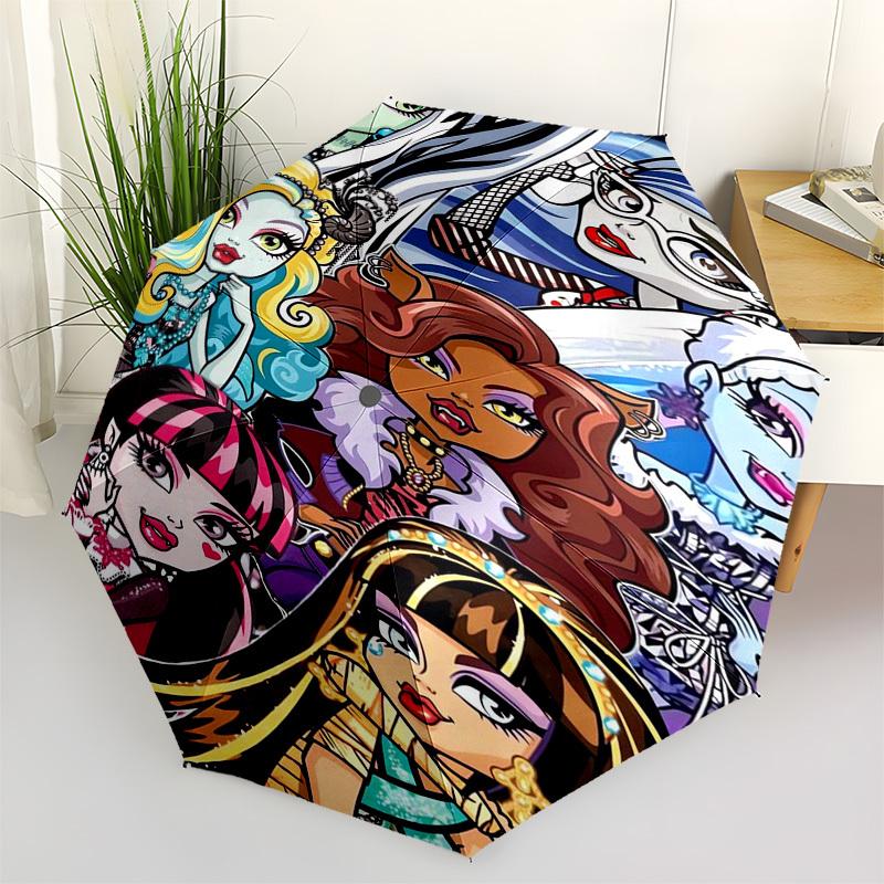

Monster High, Characters Themed Automatic Opening and Closing Umbrella, Compact Travel Umbrella, Lightweight and Portable, Suitable for Beac