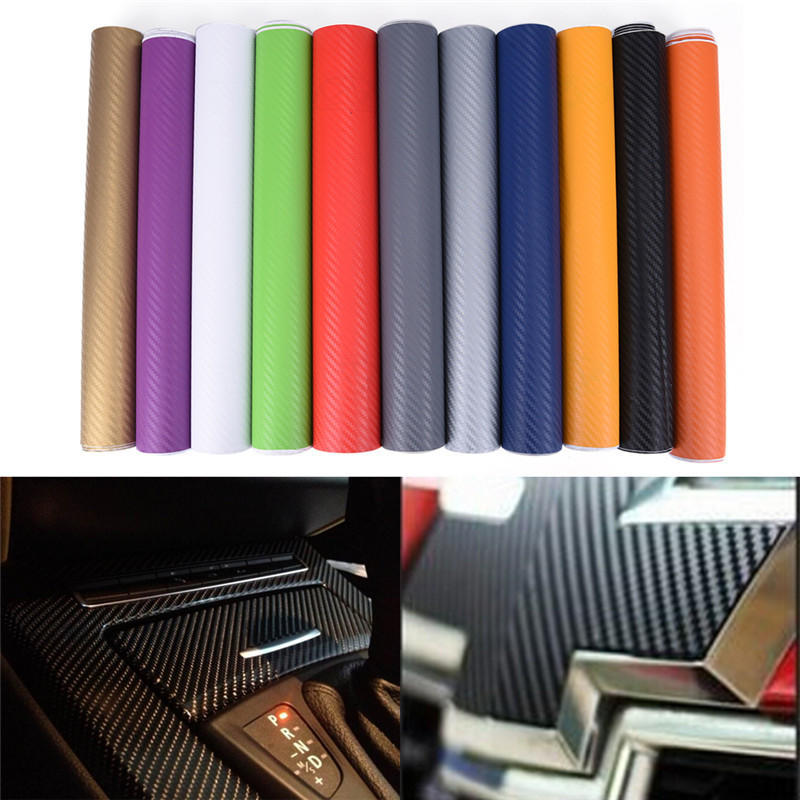 Buy 3D Black Carbon Fiber Vinyl Car Wrap Sheet Roll Film Sticker Decal ...