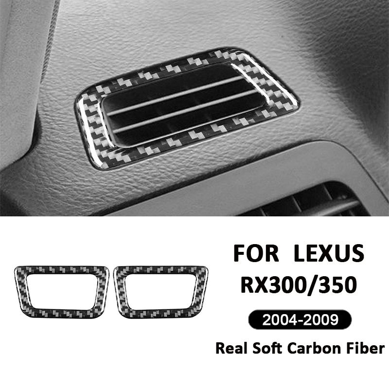 Carbon Fiber Car Trument Panel Left Right Air Outlet Vent Frame Interior Decoration Sticker For LEXUS RX300 RX350 2004-2009