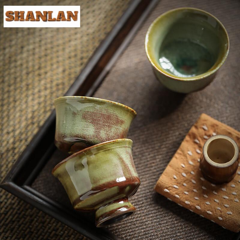 80ml Chinese Kiln Change High Foot Tea Cup Handmade Ice Cracks Galze Master Cup Opening Can Nourish Tea Bowl Jianzhan Drinkware