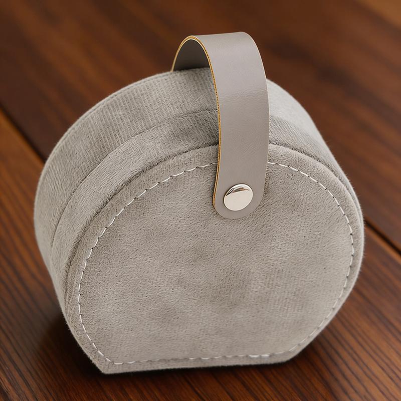 Round Velvet Travel Jewelry Box - Portable Organizer For Rings Earrings Necklaces