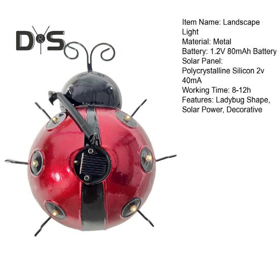 Marienkäfer Garten Statue Licht Solar Power Outdoor LED Dekorative Lampe Schmiedeeisen Landschaft Hof Licht