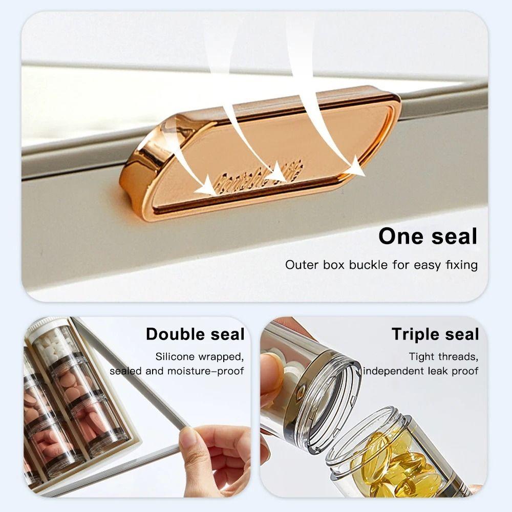 Portable Mini Weekly Pill Organizer Box 7-Day Waterproof 21-Grid Vitamin Storage Case Sealed Dustproof Daily Pill Box Travel