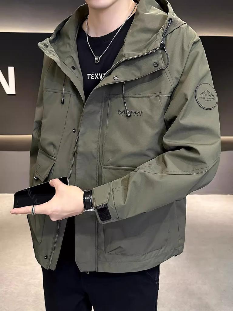 Jacket jacket men's 2025 spring and autumn new hooded men's ruffian handsome American casual versatile tooling top trendy brand